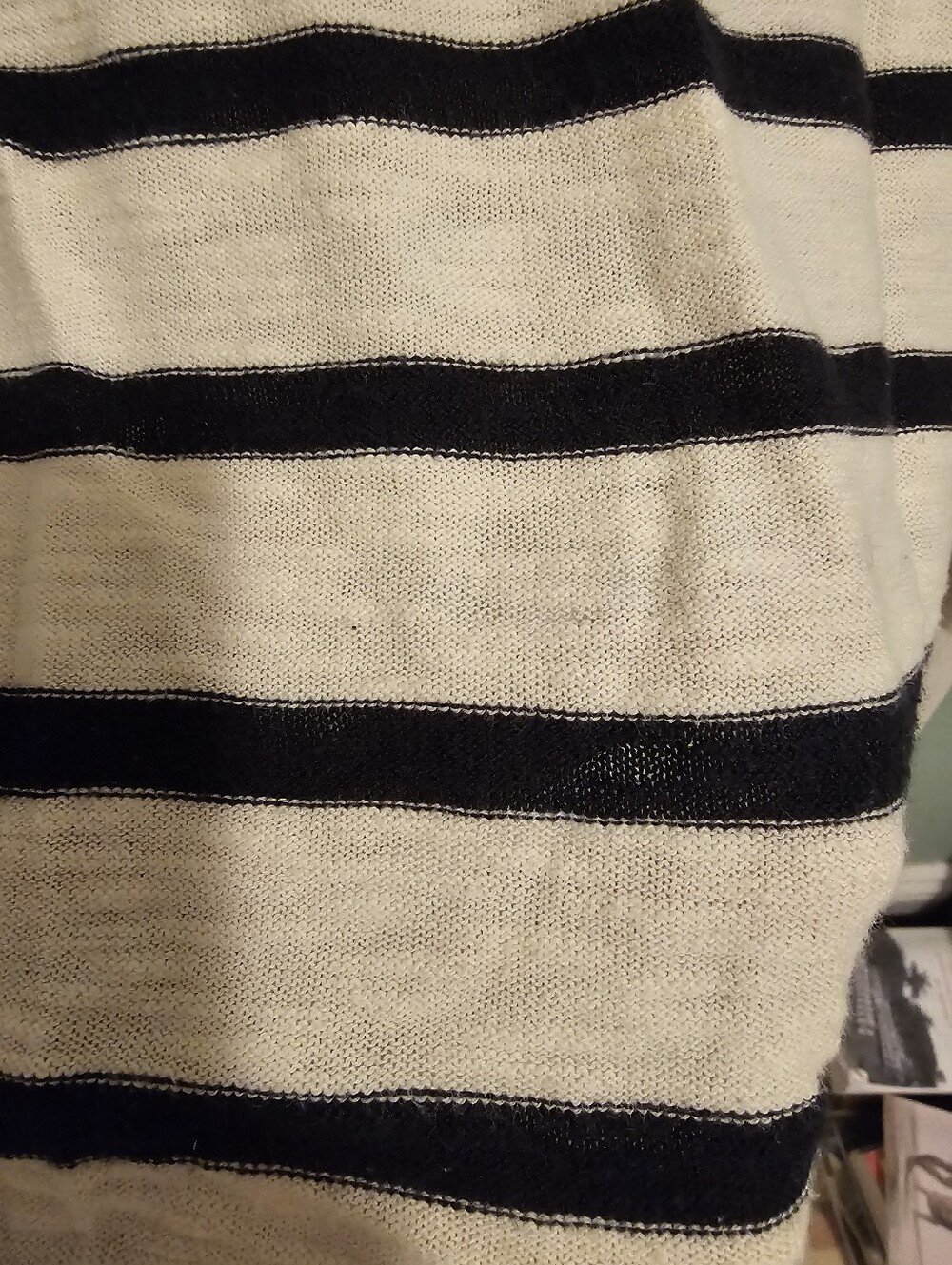 Vince Black and Cream Striped V-Neck Sweater - Picture 2 of 8